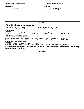 Kiểm tra 45 phút môn Số học 6 - Trường THCS Thanh Long